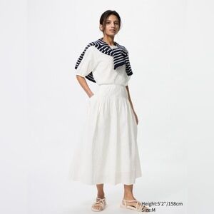 Uniqlo off white Seersucker Volume maxi skirt